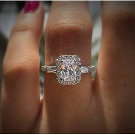 WDIYIEETN Fashion Jewelry 925 Sterling Silver Shiny Princess Square Cut CZ Crystal Diamond Wedding Ring for Women (10)