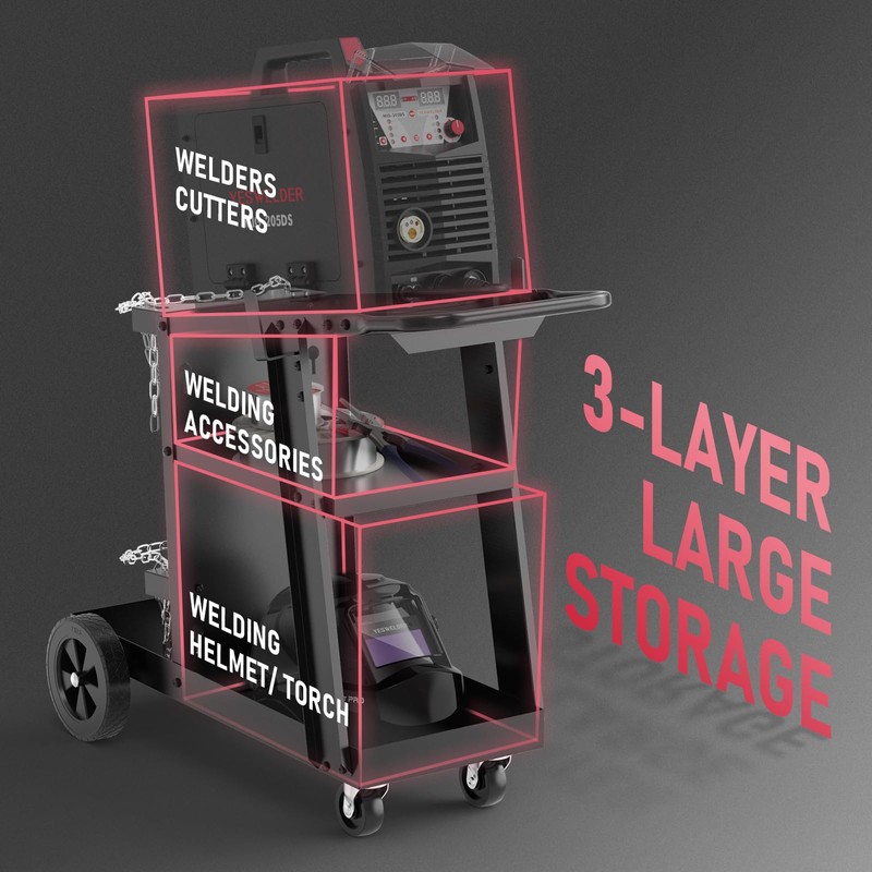 YESWELDER Welding Cart for TIG MIG Welder and Plasma Cutter,