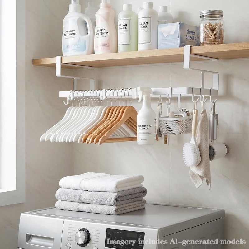 CINPIUK Under Cabinet Clothes Hanger Organizer Stacker for Laundry Room,