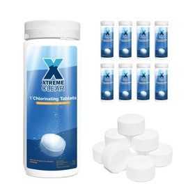 XtremepowerUS XtremeClear SuperDeal 9 Pack 1.5lbs Bottle 1" Chlorine Tablets Bottle 1.5 lbs Chlorinating Tabs for Swimming Pools, Spa, Hot Tubs, Small Pool, Slow Dissolving, 9 Pack