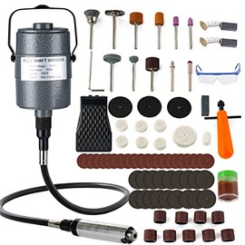 DZQ Flex Shaft Grinder 380W Rotary Tool Kit 1/4HP Rotary Carver with 3 Jaw Chuck 500-20000 RPM Foot Pedal Hanging Grinding for Grinding, Carving, Drilling,Polishing, Engraving（with Safety Glasses）