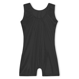 Domusgo - Maillot de gimnasia para niñas con pantalones cortos y brillantes de una sola pieza para niños, Biketard negro brillante, 3 Años/4 Años