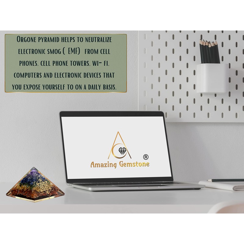 Amazing Gemstone Large Orgone Pyramid | Natural Chakra Pyramid Crystal