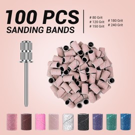 MelodySusie 100 Pcs Nail Drill Bits Sanding Bands for Nail Drill 240 Extreme Fine Grit Nail File Sanding Bands for Acrylic Nails Gel Manicures and Pedicure