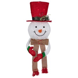 Northlight 21.5 inches Lighted Snowman with Red Top Hat Christmas Tree Topper