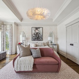 COMSDY 22.83inch Nordic Bedroom Light, Luxury Modern Pendant Lighting, Girlish Princess Style, Warm Romantic Feather Chandelier Ceiling Lights