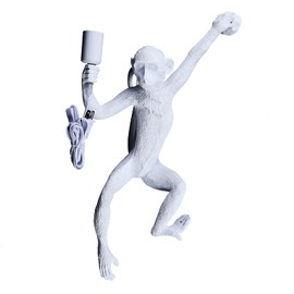 Vintage Resin Hemp Rope Monkey Wall Light Industrial Retro Edison Wall Lamp Fixture E27 for Dining Living Room Bedroom Bar Cafe Decorative Hanging Lamp (White)