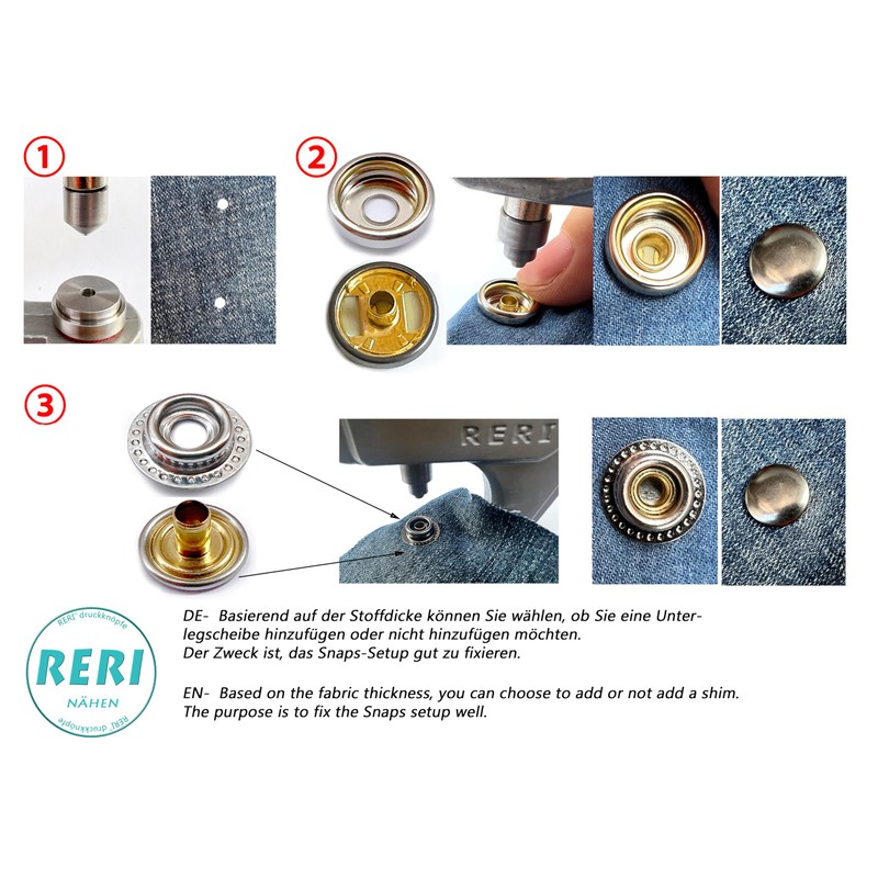 RERI 80 Set Press Stud Set with Pliers 15 mm
