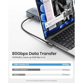 Silkland Cable USB 4 de ángulo recto de 80Gbps para Thunderbolt 5 de 1.6 pies, cable de video USB C trenzado de 90 grados de 120Gbps de ancho de banda