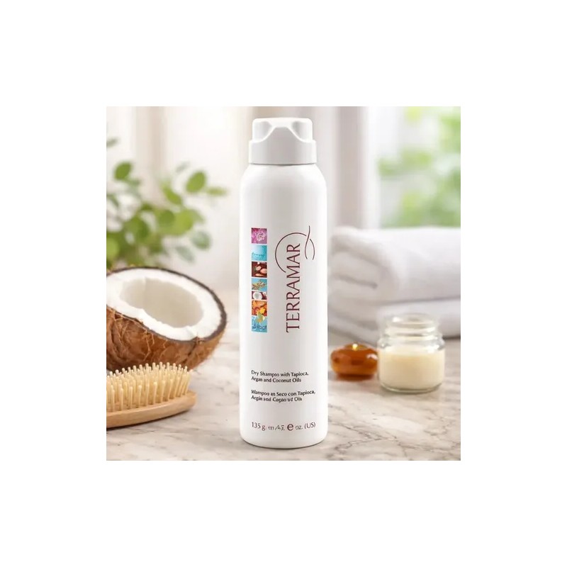 Shampoo En Seco Con Tapioca Aceites Argan Coco Terramar 135g