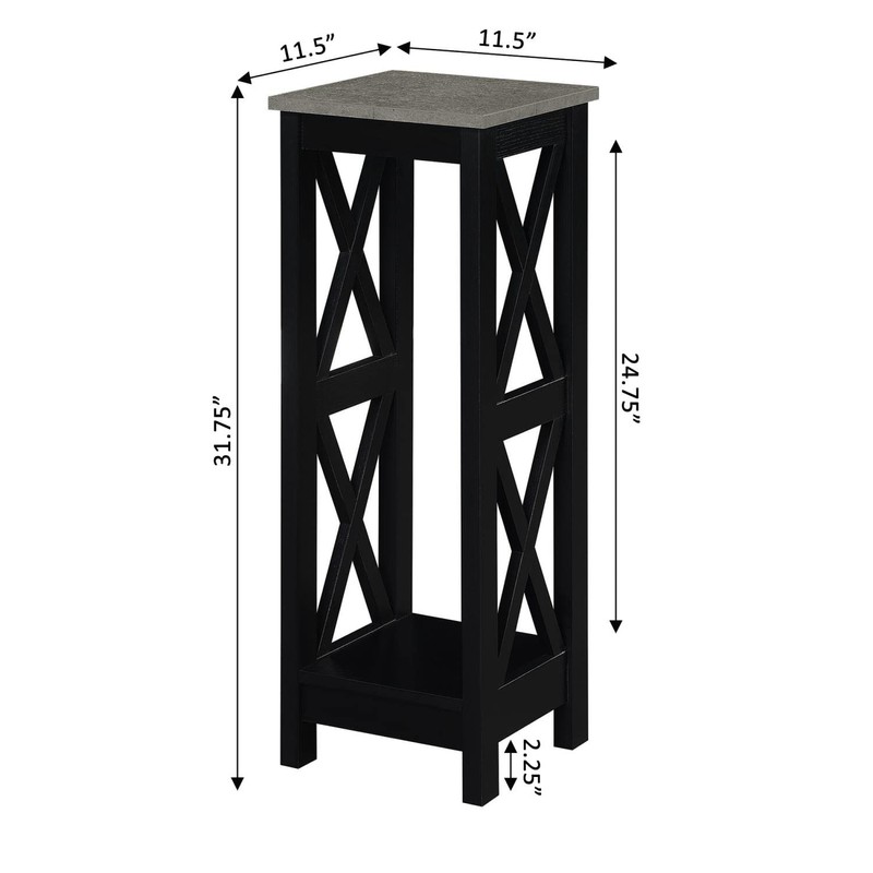 Convenience Concepts Oxford Plant Stand, Tall, Cement / Black