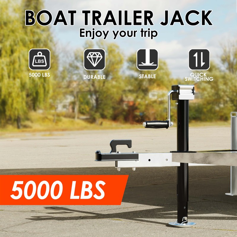 YOMILINK 5000 lbs A-Frame Trailer Jack, 15" Lift, Adjustable 5-Level