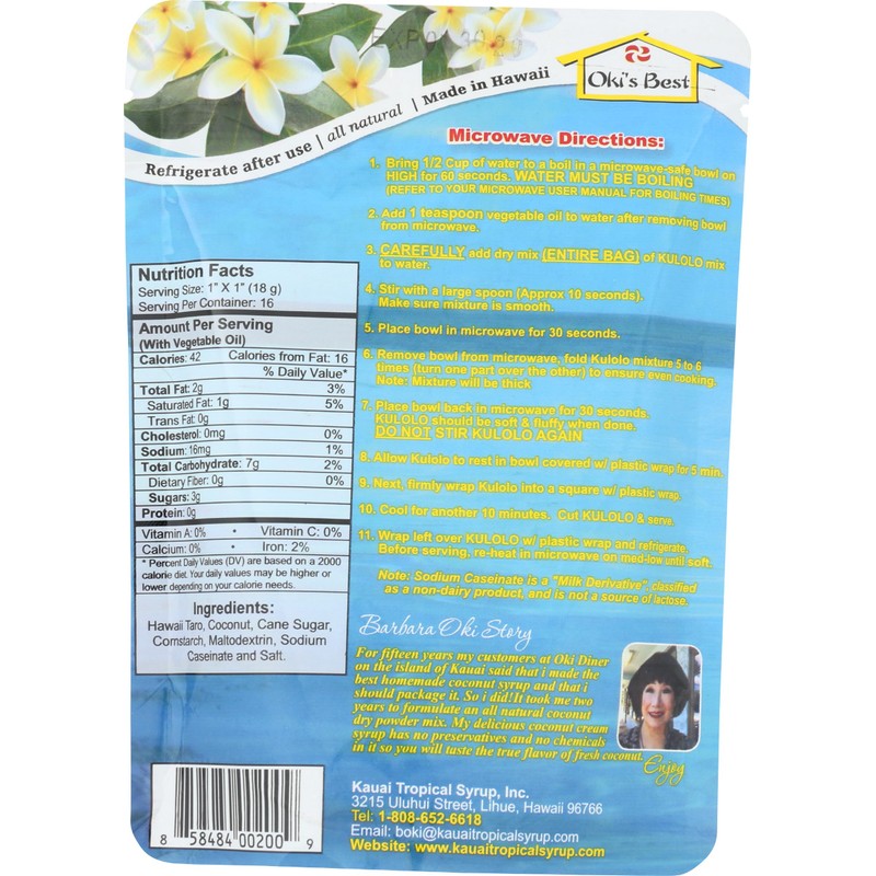 Kauai Tropical Syrup Hawaiian Instant Kulolo Luau Taro Pudding, 5.6