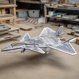 3D Wooden Puzzle Fighter Jet Model Aircraft – DIY Laser Cut Plane Assembly Kit for Adults, Buildable Display Model, Military Plane Replica for Home Office Décor, 78 Pcs Wood Craft Gift