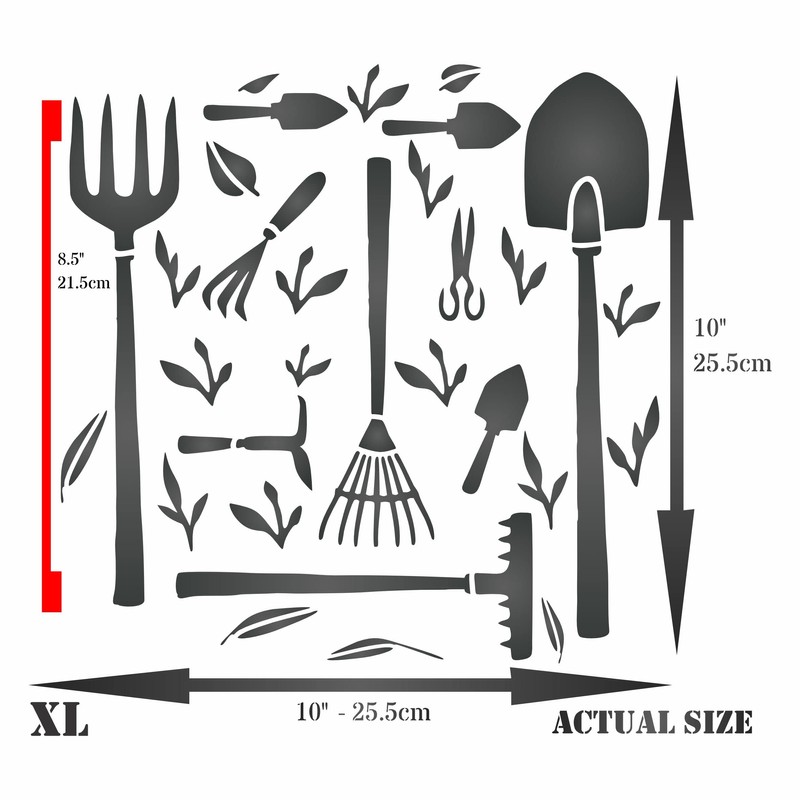Garden Tools Stencil, 10 x 10 Inch (L) - Hoe
