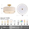 CALOKES 16" Double Drum Gold 3-Light Semi Flush Mount Ceiling