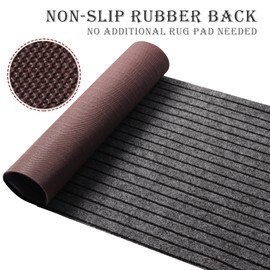 AYOHA Runner Rug 2' x 8' Indoor/Outdoor Carpet for Hallway Kitchen Entryway Patio Lobby Garage Deck Area Rugs with Natural Non-Slip Rubber Backing, Gray/Black Strip (Custom