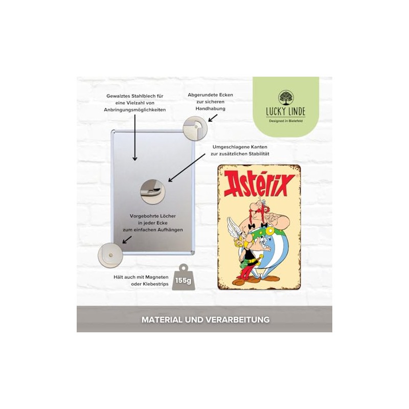LUCKYLINDE - Retro Tin Sign, Asterix and Obelix, French Cult
