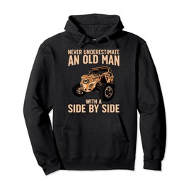 Funny SxS Art For Grandpa Men UTV Side-By-Side Quad Riding Pullover Hoodie