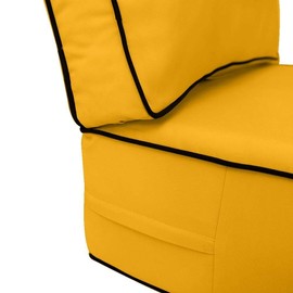 DBM IMPORTS AD108 Contrast Pipe Trim Small 23x24x6 Deep Seat Back Cushion Slip Cover Set
