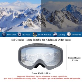 Karsaer Ski Goggles, OTG, Anti-Fog & Helmet Compatible Fit Snow Goggles for Men & Women