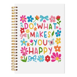 LADOCK Do What Makes You Happy Inspirational Spiral Notebook, Boho Floral Mental Health Notebooks for Women, Positive Affirmation Journal, Motivational Gifts for Women, 5.5x8.3