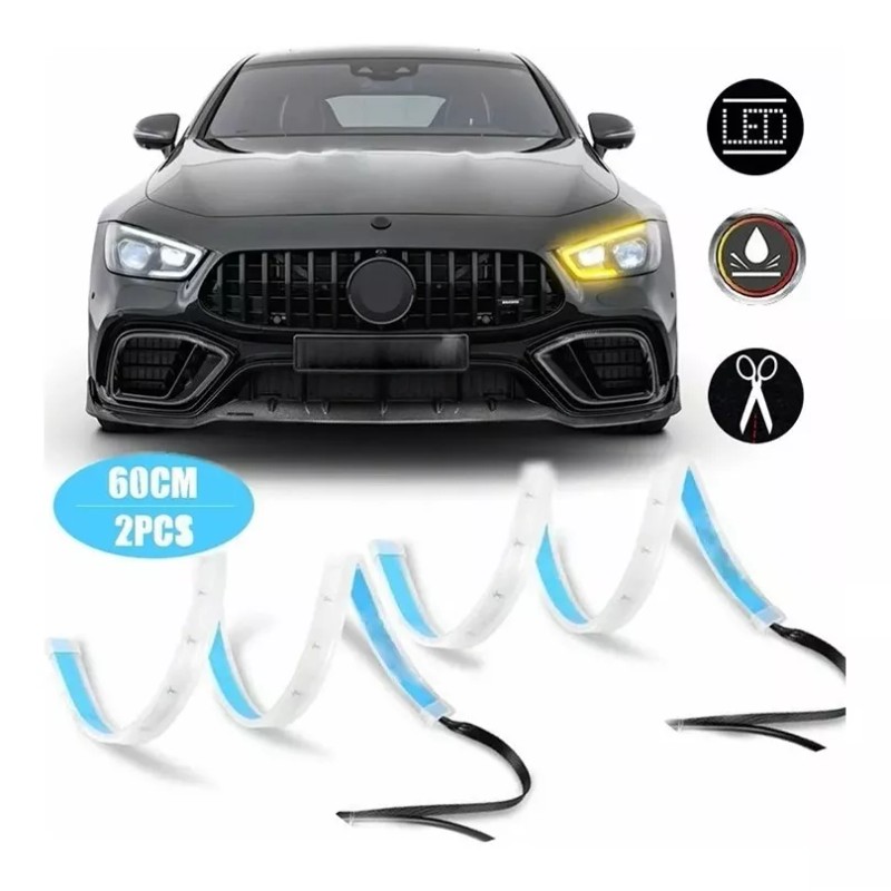 PUNKZZ 60cm Par Tira Led Drl Flexible Direccional Secuencial Auto