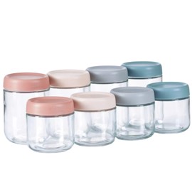 8 Pack Overnight Oats Containers with Lids, Stackable Glass Mason Jars with Airtight Lids, Wide Mouth Food Storage, Salad Meal Prep, Oatmeal Container to Go, Chia Seed Pudding Jars, 16oz 10 oz