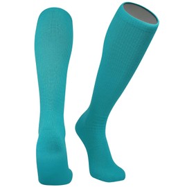 MK Socks All Sport Knee High Long Baseball Football Tube Socks, Teal Blue (M)