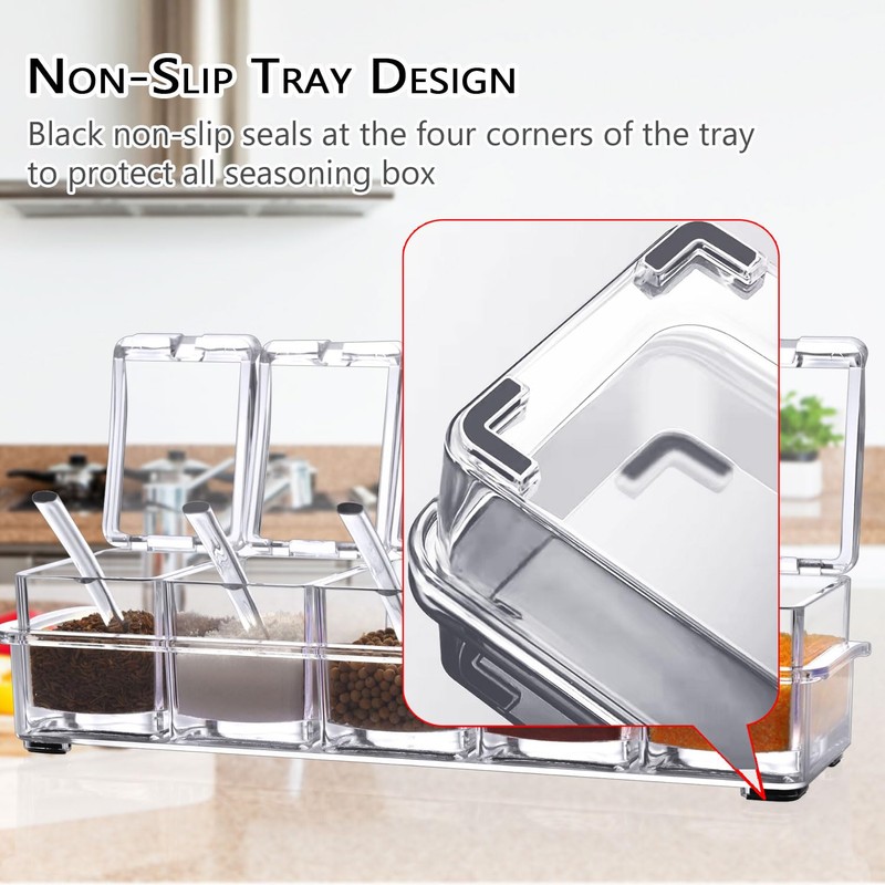 Clear Seasoning Box, 5 Pieces Clear Seasoning Storage Container for