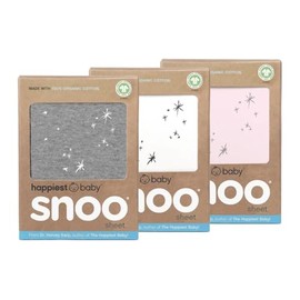 Happiest Baby SNOO Bassinet Fitted Sheet - 100% Organic Cotton Nursery Bedding - Fits SNOO Sleeper Crib Mattress - 3-Pack Bundle (White, Grey, Pink)