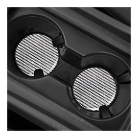 NYTKL 2 PCS Car Cup Holder Coaster, 2.76 Inch Waterproof Carbon Fiber Non-Slip Cup Holder Insert Coaster, Automotive Sports Racing Embedded Drink Bottle Pad for Most Vehicles (Silver, Carbon Fiber)