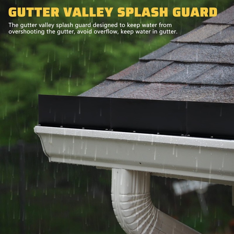 Powrocket 6 Pack Aluminum Gutter Valley Splash Guard,Keep Water from