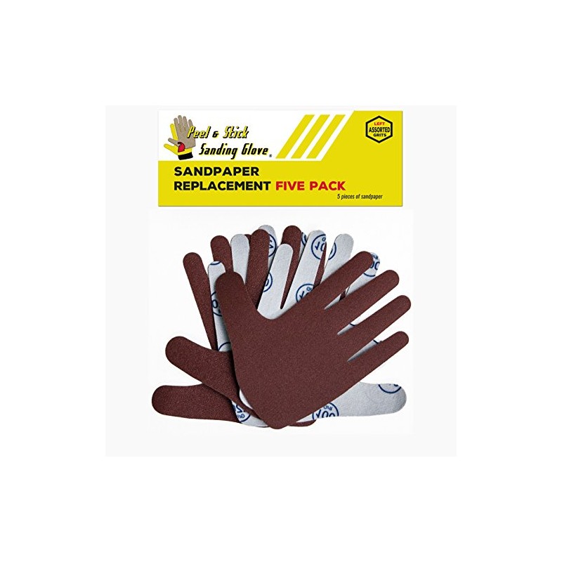 Sandpaper Replacement Five Pack - LEFT HAND Assorted Grits