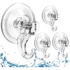 Quntis Suction Cup Hooks 4 Pack, Multi-Purpose Clear Shower Suction