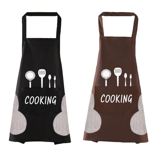 AISHOW Pack of 2 Kitchen Apron Women's Cooking Apron Men
