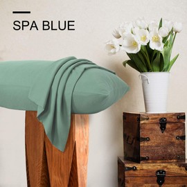 PiccoCasa Zippered Pillowcases, 100% Brushed Microfiber Polyester Pillow Case Cover, Pillow Cases Set of 2, Soft and Comfortable Spa Blue 50 x 90cm