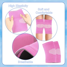 Skylety 2 Pairs Kids Knee Sleeve Kids Knee Brace Children Support Compression Child Sleeve Pads for Basketball, Volleyball, Sports, Gymnastics(Small,Black, Pink)