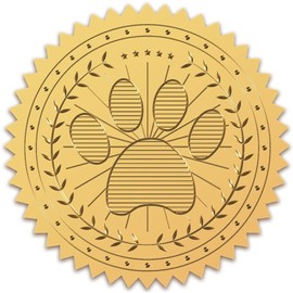 CRASPIRE Dog Paw Gold Foil Certificate Seals 2 Round Self Adhesive Embossed Stickers 100pcs for Invitations Certification Graduation Notary Seals Corporate Monogram Emboss