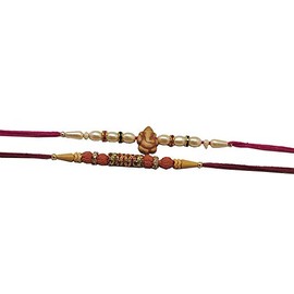 Set of 2 Ganesh Design Rakhi Assorted Color, Rakhi for Raksha Bandhan