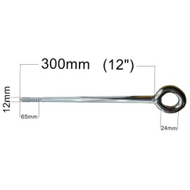 HAFD M12 x 300mm Scaffolding Eye Bolts Zinc Plated Steel Heavy Duty Eyebolts for Securing Scaffold Tie Ins and Lifting Applications Strong and Durable for Outdoor Construction Use Pack of 2