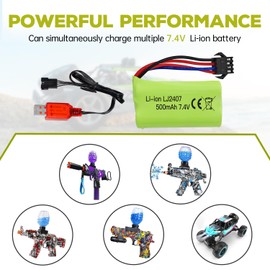 sea jump 7.4V 500mah SM-4P Plug Charging Battery with USB Charging Cable for EC16 DE85 RC Toy Car Model Off-Road Vehicle Battery M416 Electric Gel Ball Blaster Backup Battery