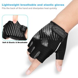 LUROON Cycling Gloves Half Finger Gel Padded Bike Gloves Anti-Slip Shock-absorbing Hand Protect Fingerless Summer Bicycle Short Gloves for Mens & Women (L, Grey)