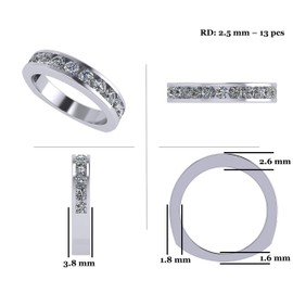 Central Diamond Center Anniversary Band Ring Channel Set w/Pure Brilliance CZ 0.75ctw - Euro Shank - Sterling Silver - Size 5