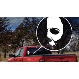 S-K Designs- Michael Myers Horror Stickers for Car, Horror Movie Stickers, Creepy Decal for Cars Truck, Van, Laptop, and Window- White- 6x3 SK-103- Made in USA