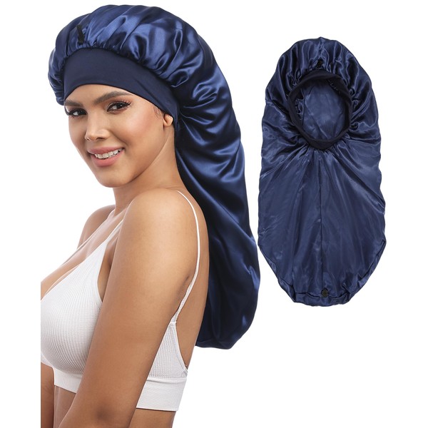 AWAYTR Long Satin Braids Bonnet for Women - 2 Layer