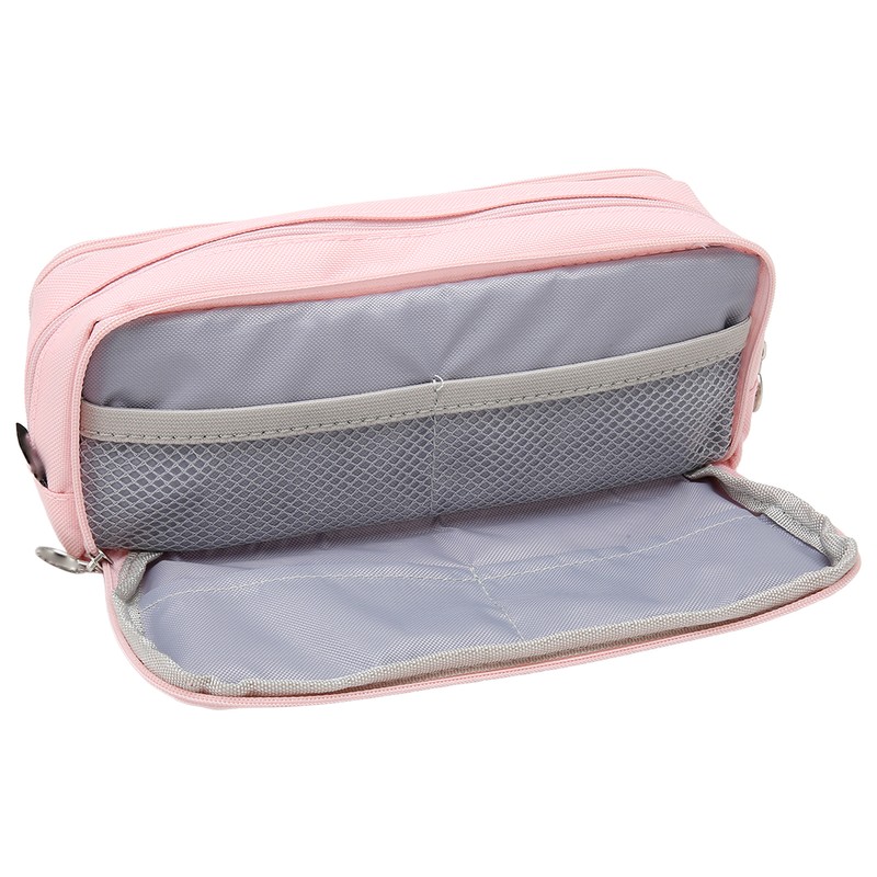 Pen Pencil Case 3 Compartments Canvas Portable Large Capacity Pencil