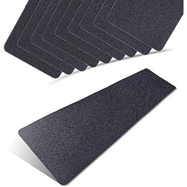 2019 - Cinta de seguridad para escaleras (grano 80, antideslizante, 10 unidades, esquinas redondeadas, 15,2 x 60,9 cm), color negro