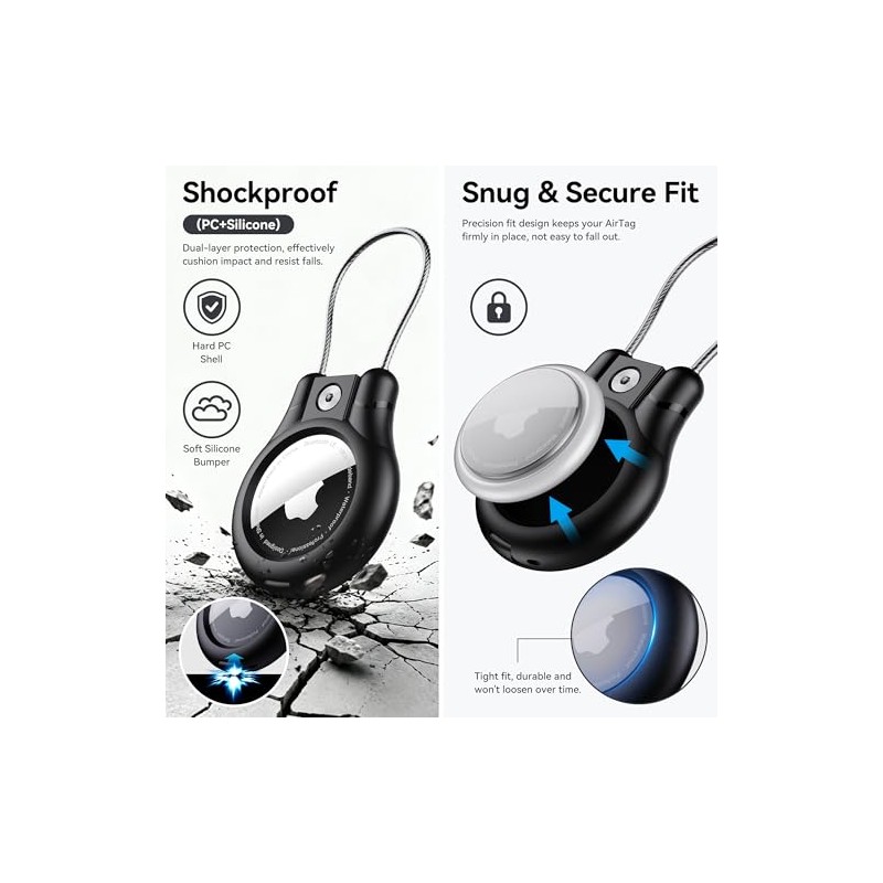 Waterproof AirTag Holder 4 Pack with Steel Cable Lock