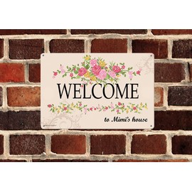 Mimi Gifts Welcome to Mimi's House Metal Decorative Sign Home Decor Kitchen Sign Novelty Sign